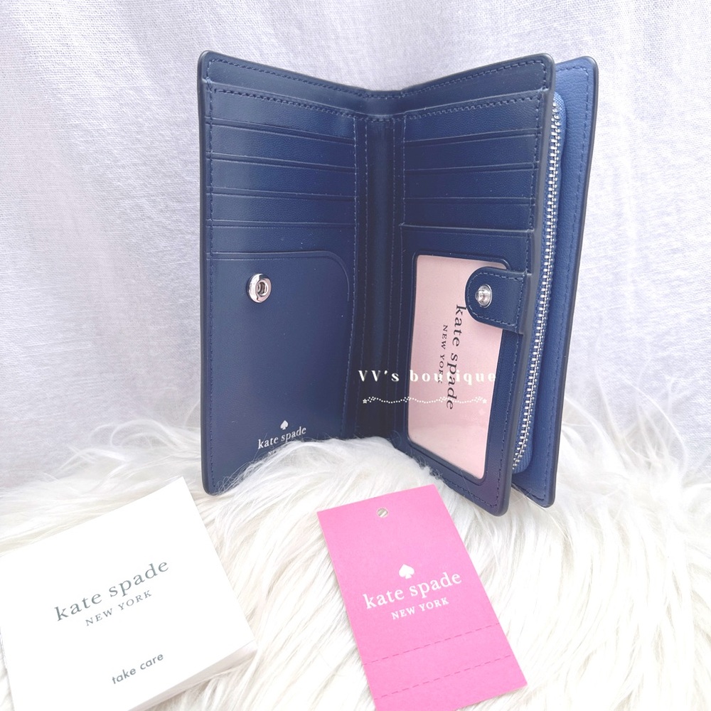 NWT Kate Spade Adel Medium Bifold Wallet Blueberry Cobbler WLRU6082 RARE FIND - Picture 6 of 8